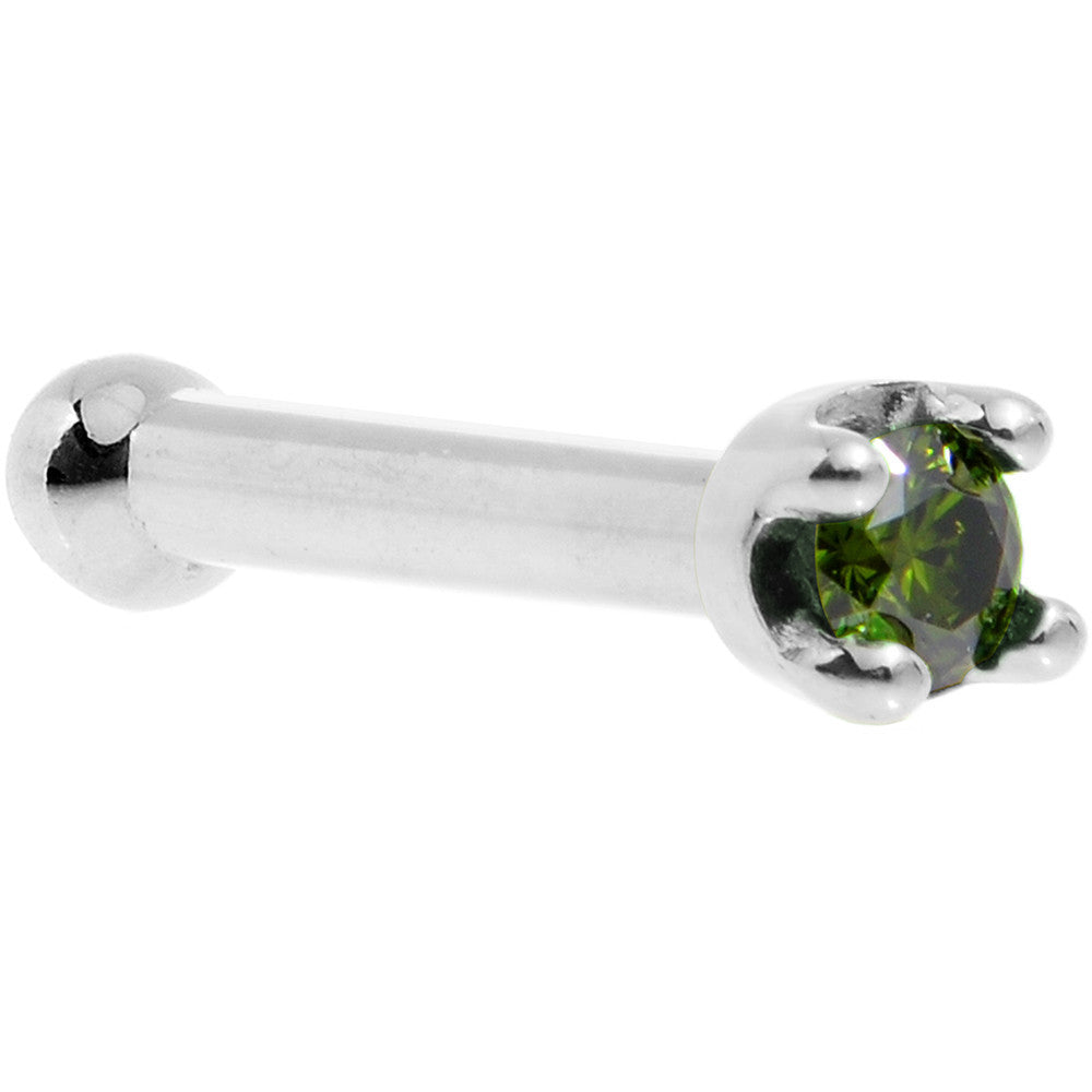 BodyCandy Solid 18K White Gold 1.5mm Genuine Green Diamond Nose Ring — alternative angle