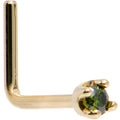 BodyCandy Solid 18K Yellow Gold 1.5mm Genuine Green Diamond Nose Ring — color detail