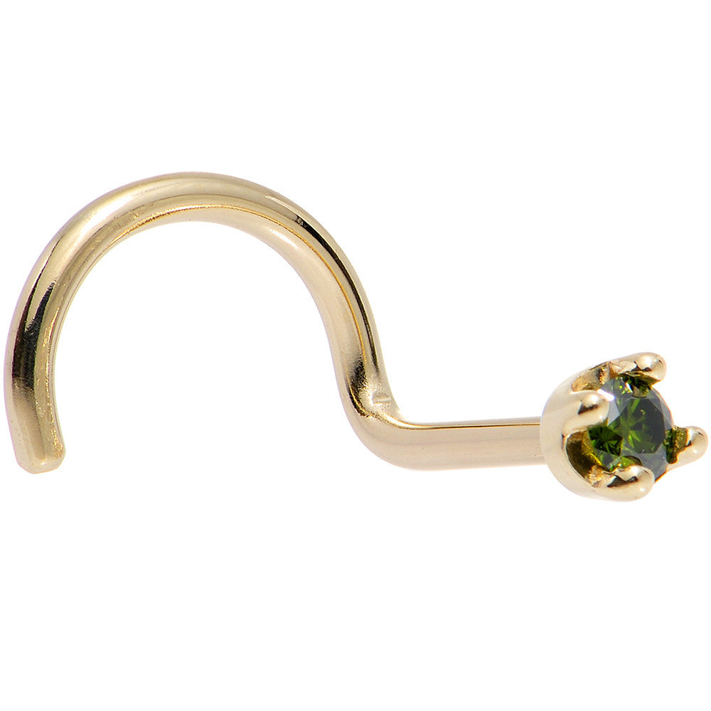 BodyCandy Solid 18K Yellow Gold 1.5mm Genuine Green Diamond Nose Ring — packaging