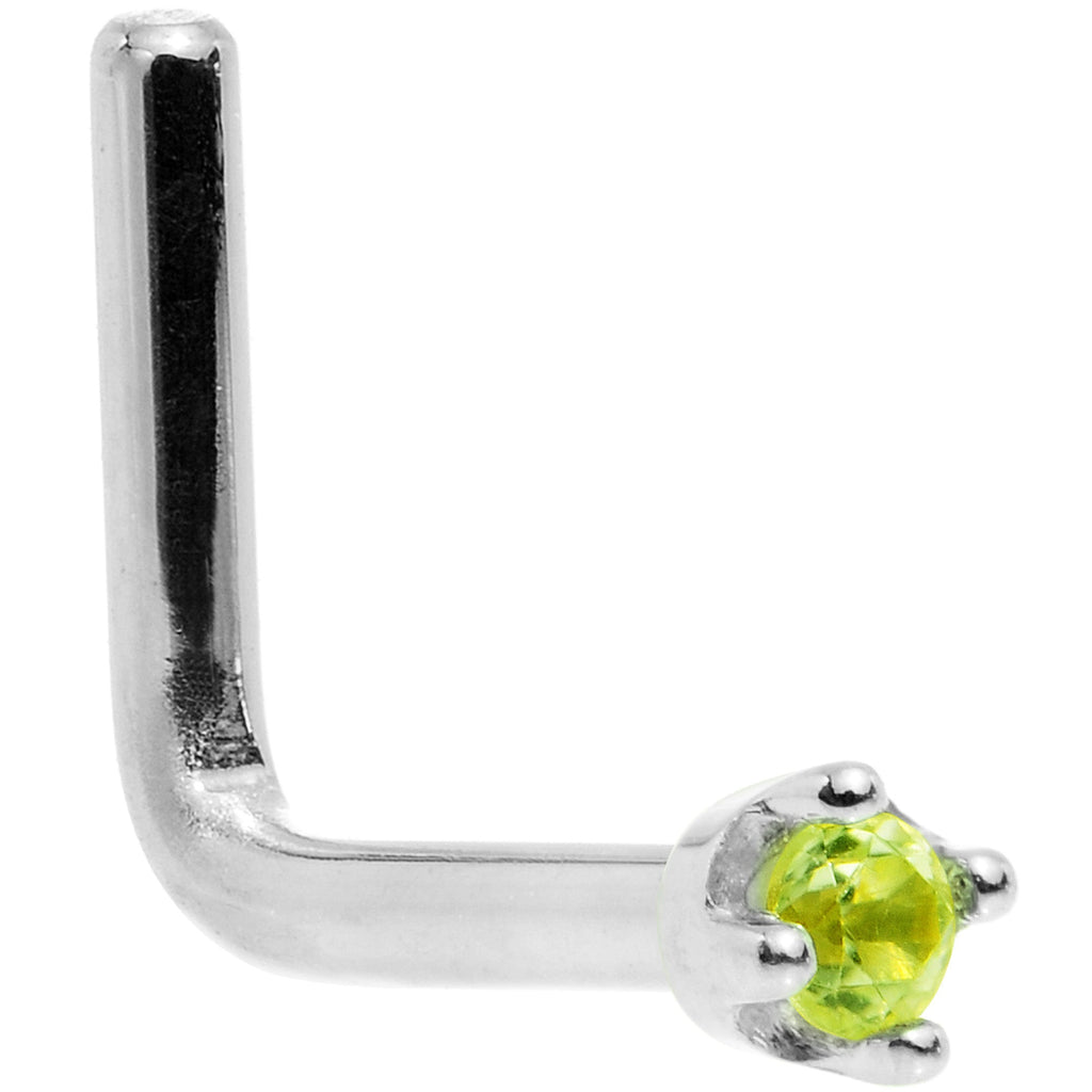 BodyCandy Solid 18K White Gold 1.5mm Genuine Peridot Nose Ring — lifestyle context