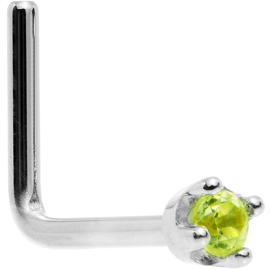 BodyCandy Solid 18K White Gold 1.5mm Genuine Peridot Nose Ring — size reference