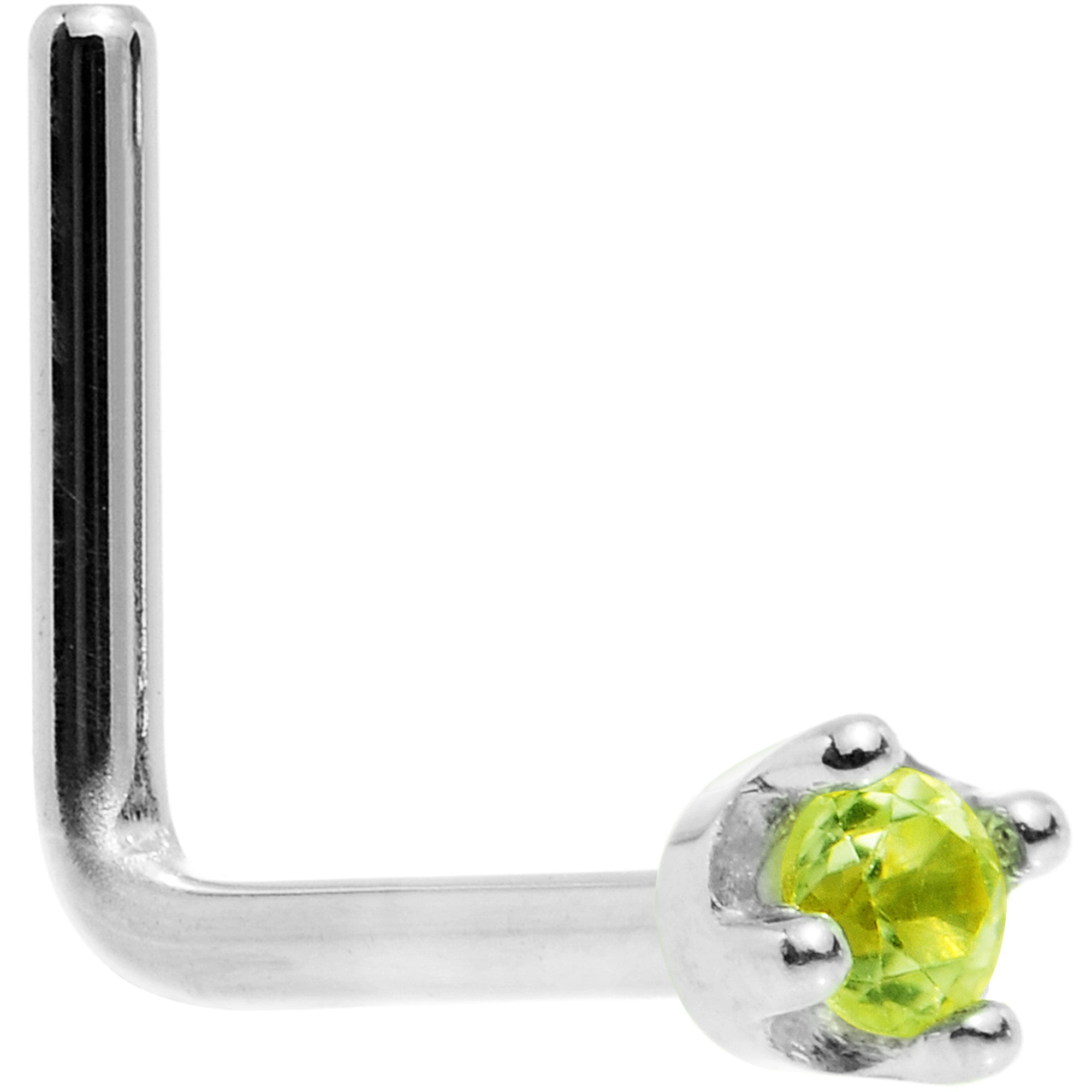 BodyCandy Solid 18K White Gold 1.5mm Genuine Peridot Nose Ring — size reference