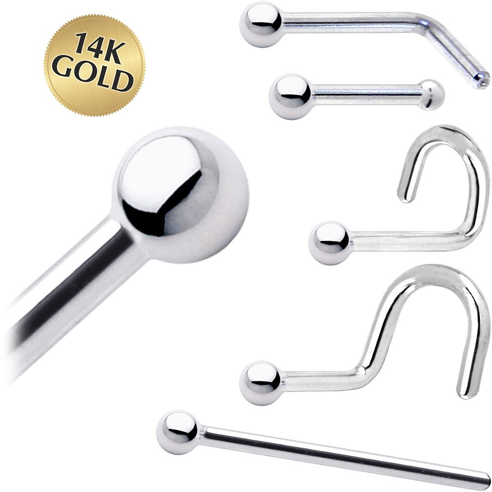 BodyCandy Solid 14K White Gold 1.5mm Ball Nose Ring — main product shot