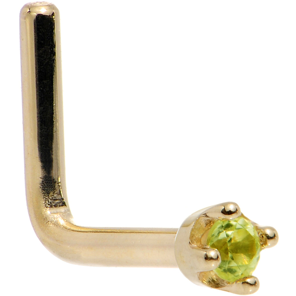 BodyCandy Solid 14K Yellow Gold 1.5mm Genuine Peridot Nose Ring — lifestyle context