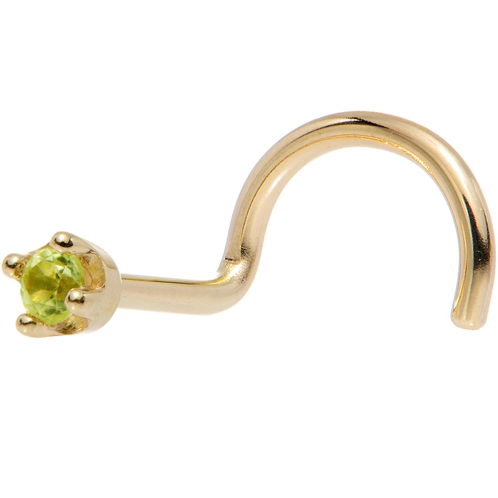 BodyCandy Solid 18K Yellow Gold 1.5mm Genuine Peridot Nose Ring — packaging