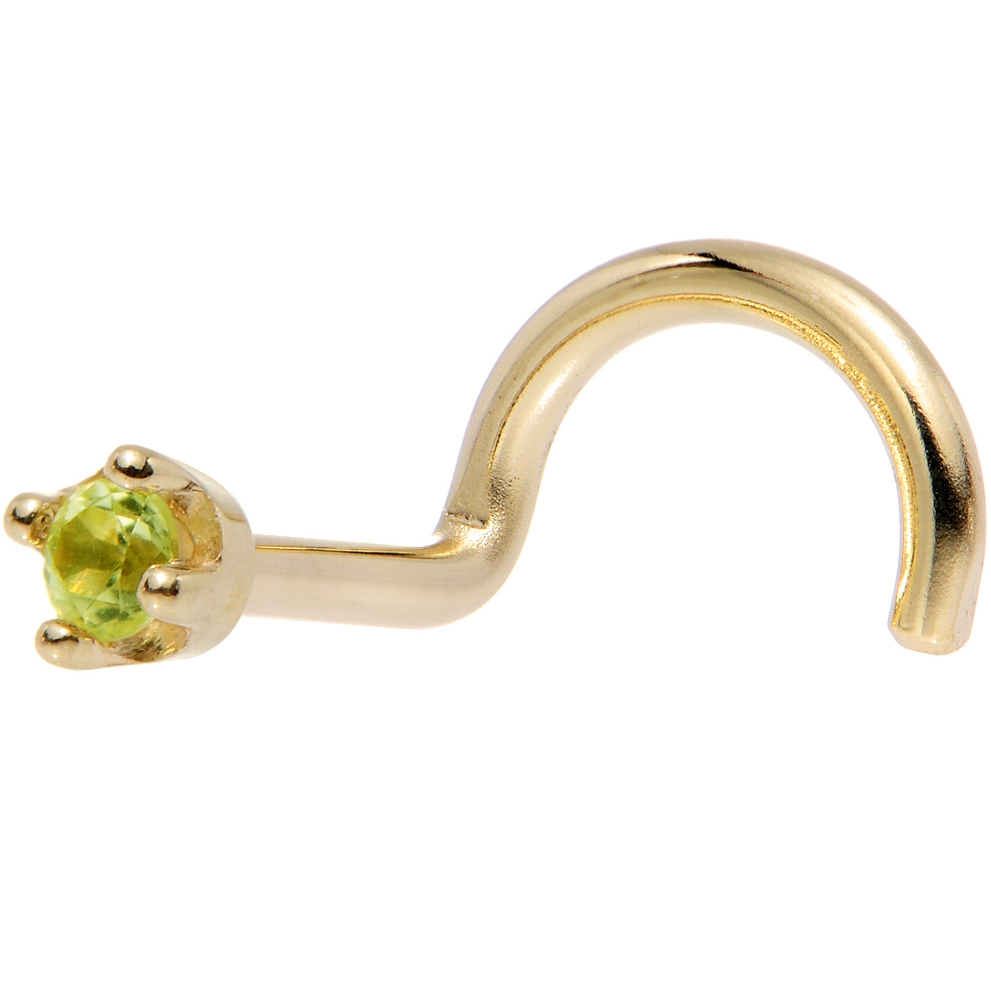 BodyCandy Solid 18K Yellow Gold 1.5mm Genuine Peridot Nose Ring — lifestyle context