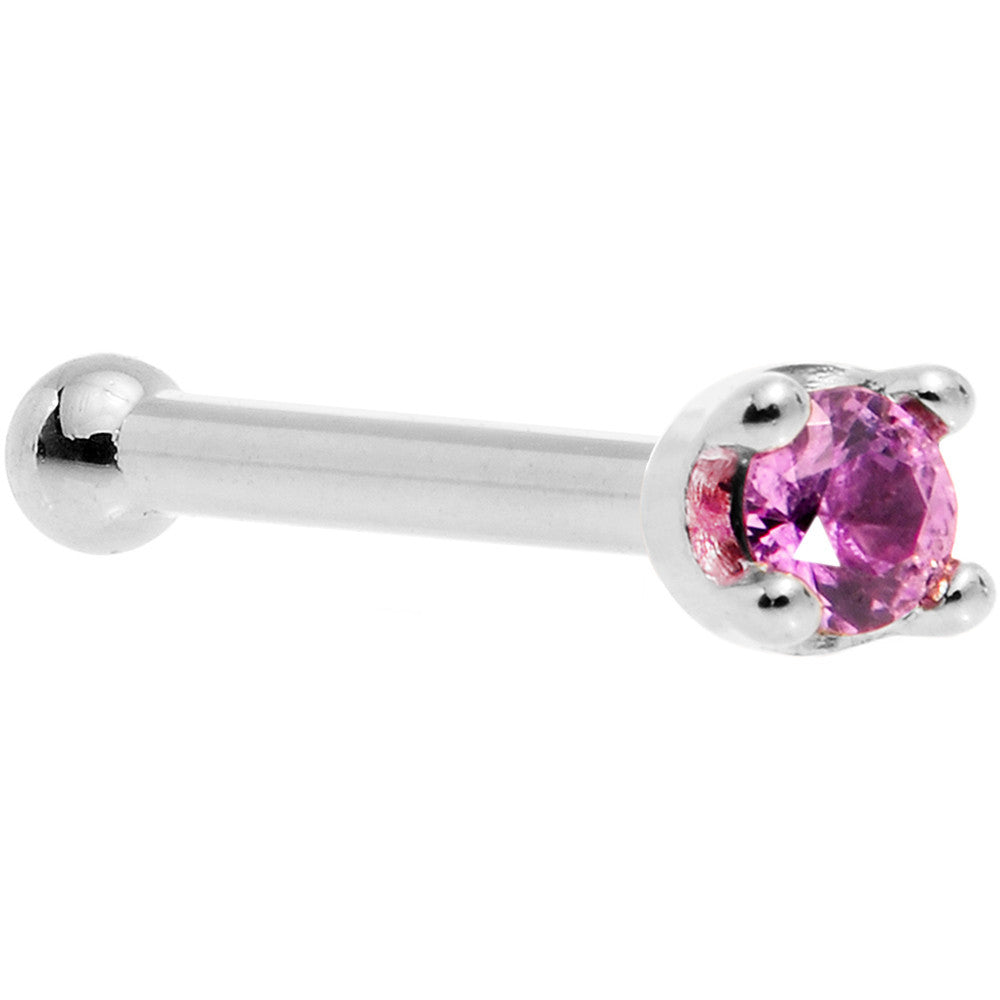 BodyCandy Solid 18K White Gold 1.5mm Genuine Pink Sapphire Nose Ring — color detail