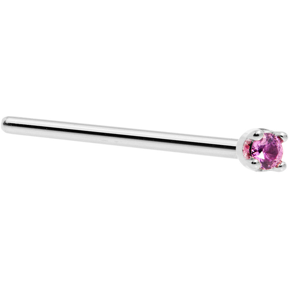 BodyCandy Solid 18K White Gold 1.5mm Genuine Pink Sapphire Nose Ring — alternative angle