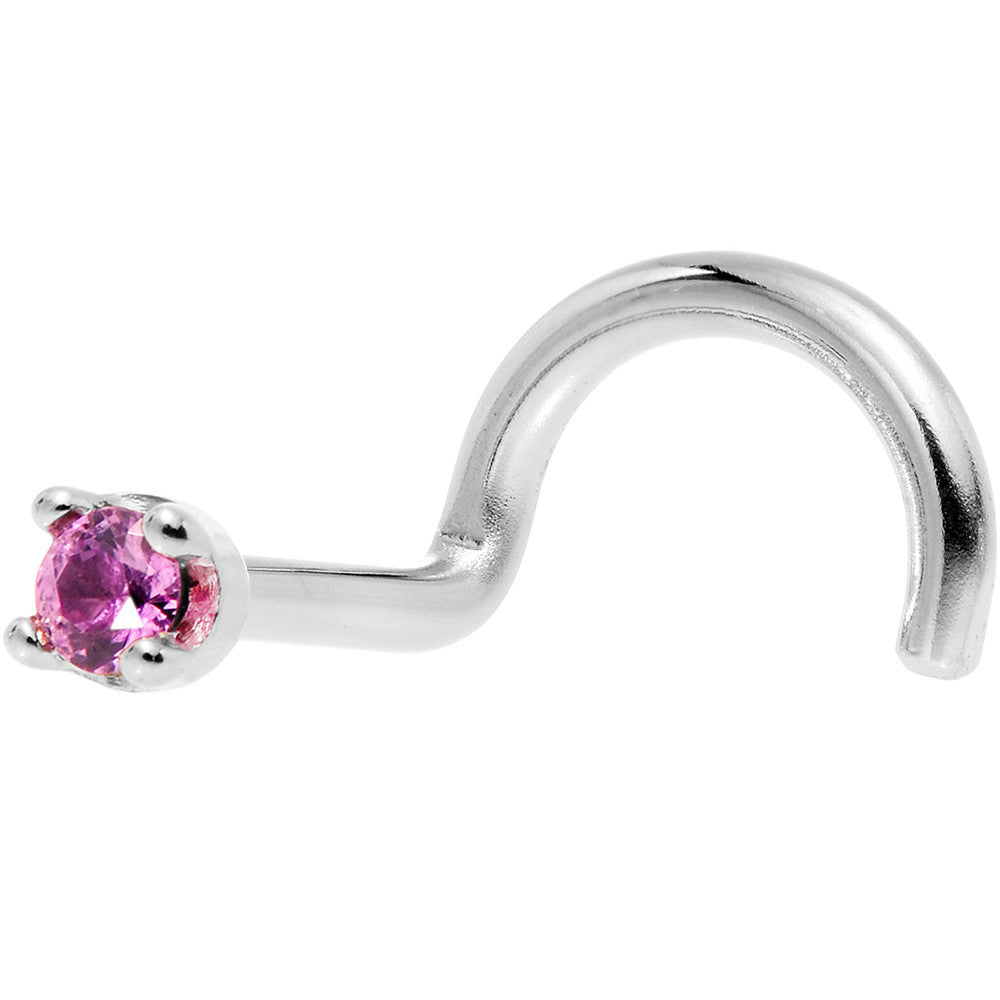 BodyCandy Solid 14K White Gold 1.5mm Genuine Pink Sapphire Nose Ring — alternative angle