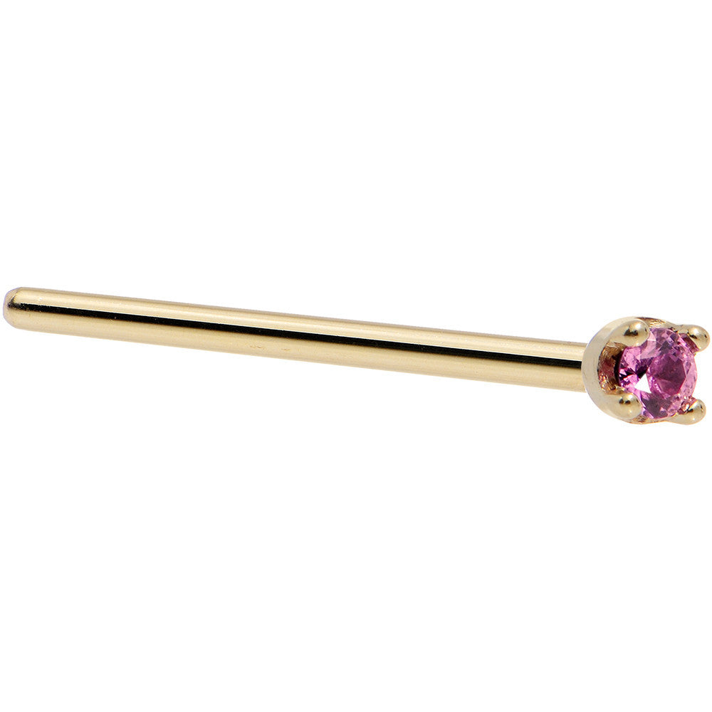 BodyCandy Solid 18K Yellow Gold 1.5mm Genuine Pink Sapphire Nose Ring — alternative angle