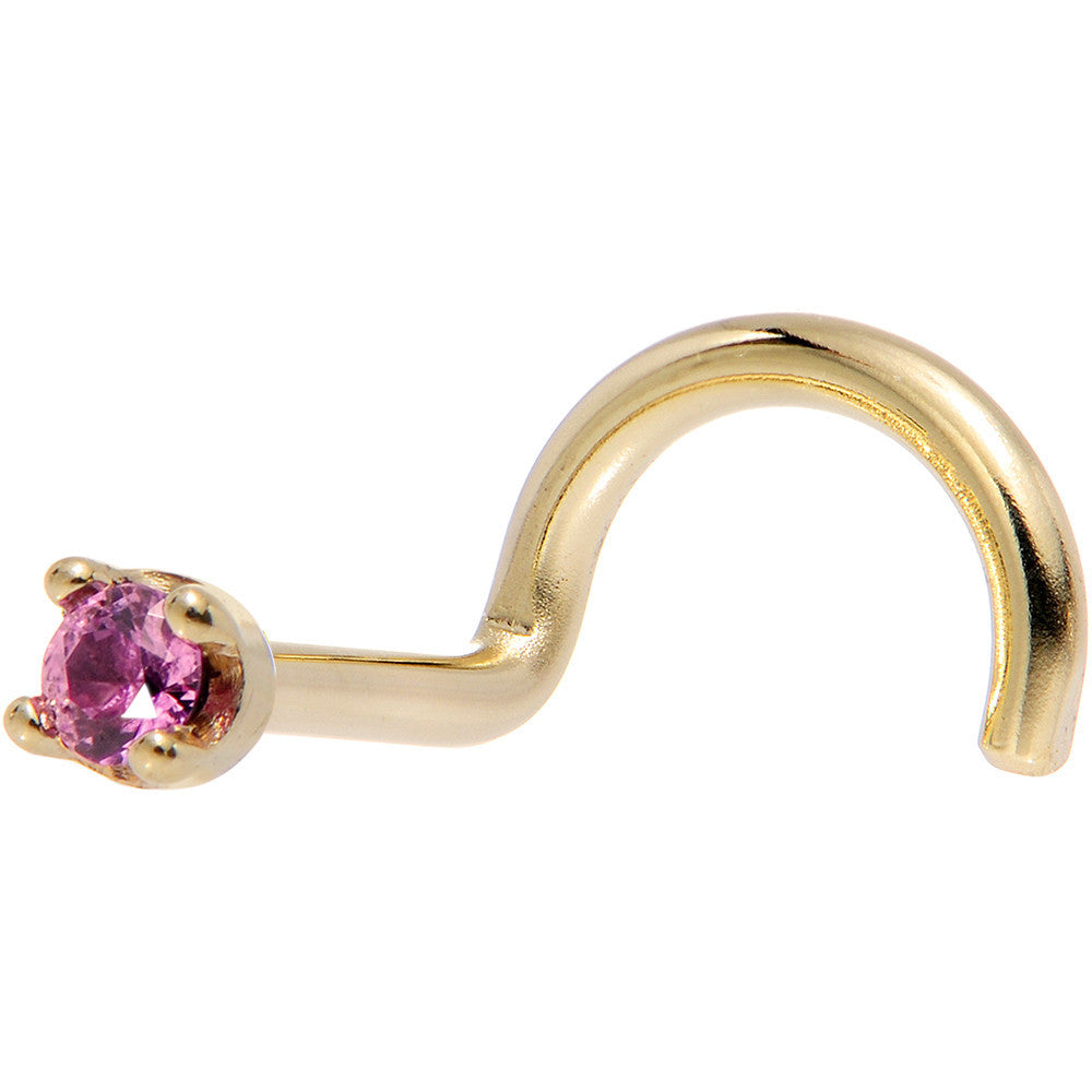 BodyCandy Solid 14K Yellow Gold 1.5mm Genuine Pink Sapphire Nose Ring — alternative angle