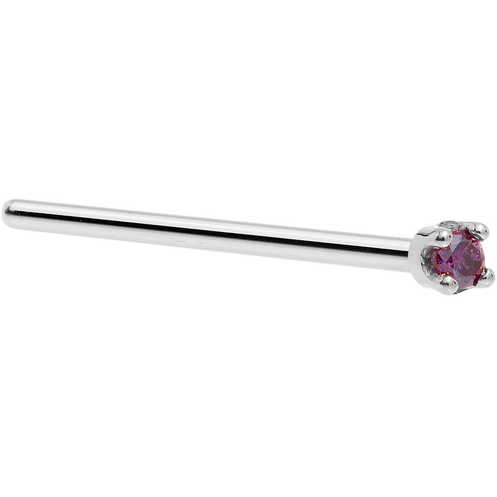 BodyCandy Solid 18K White Gold 1.5mm Genuine Purple Diamond Nose Ring — side view
