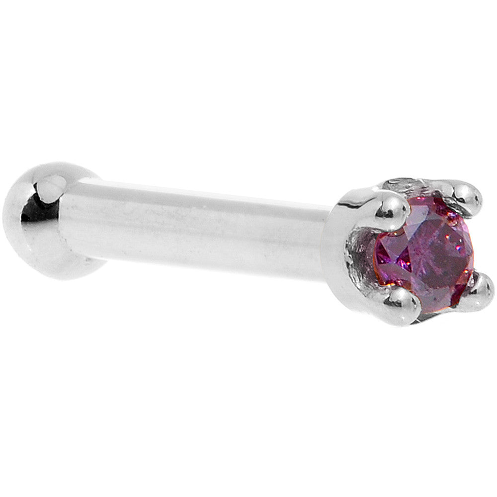 BodyCandy Solid 18K White Gold 1.5mm Genuine Purple Diamond Nose Ring — alternative angle