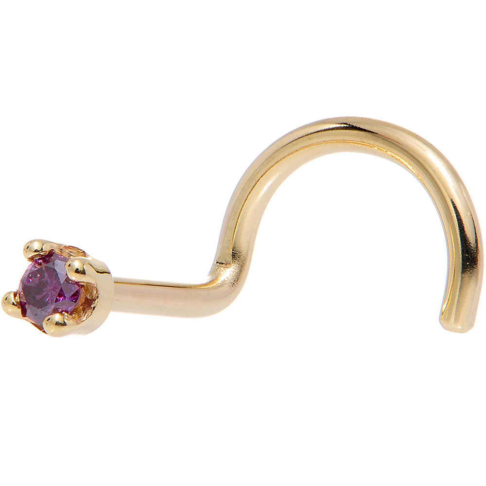 BodyCandy Solid 18K Yellow Gold 1.5mm Genuine Purple Diamond Nose Ring — size reference