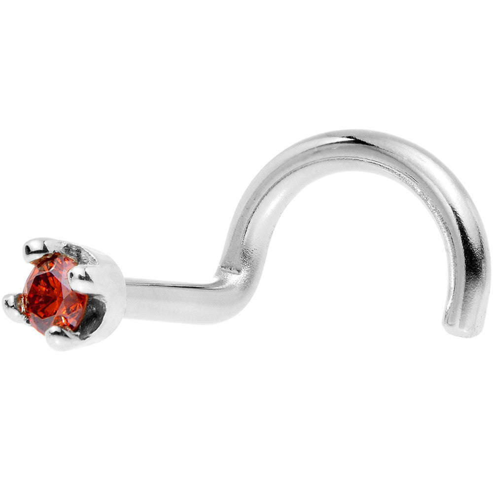 BodyCandy Solid 14K White Gold 1.5mm Genuine Red Diamond Nose Ring — detail close-up