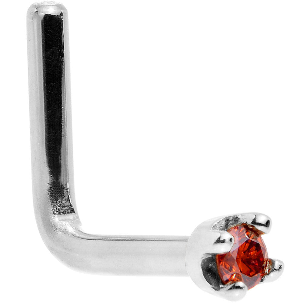 BodyCandy 14k White Gold 2mm Lab Grown Red Diamond Nose Ring — back view