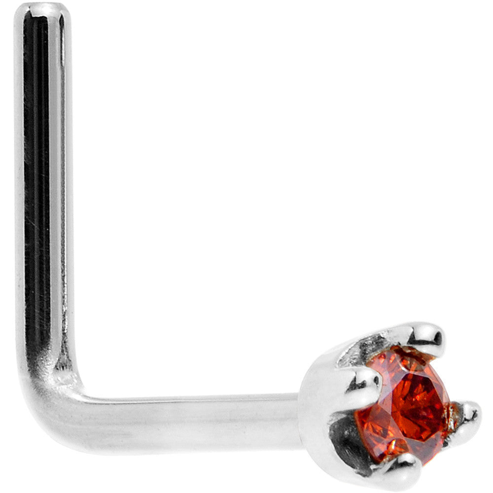 BodyCandy Solid 18K White Gold 1.5mm Genuine Red Diamond Nose Ring — color detail