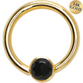 BodyCandy 14G 3/8 Solid 14K Gold Black CZ Gem BCR Captive Ring — main product shot