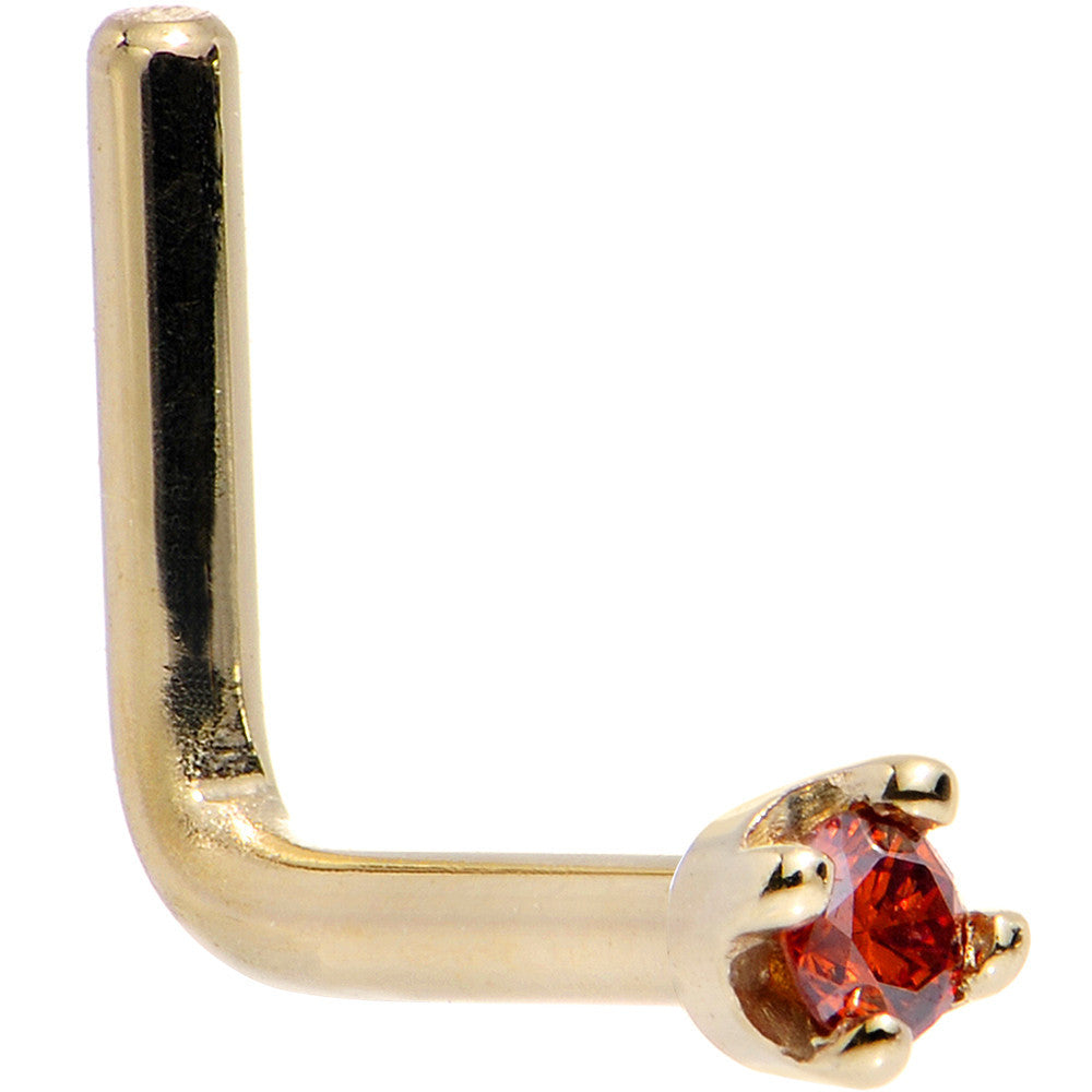 BodyCandy Solid 18K Yellow Gold 1.5mm Genuine Red Diamond Nose Ring — back view