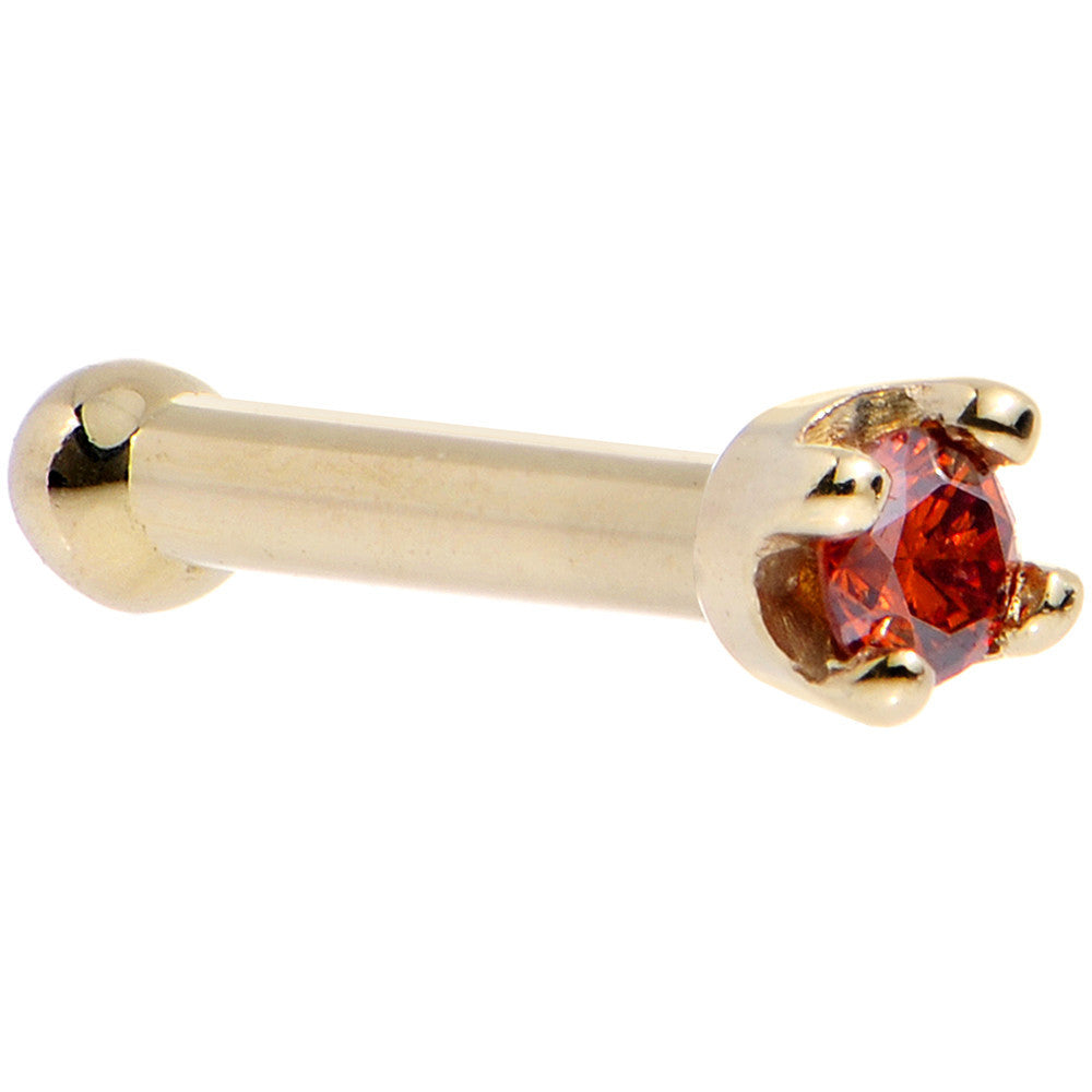 BodyCandy Solid 18K Yellow Gold 1.5mm Genuine Red Diamond Nose Ring — alternative angle