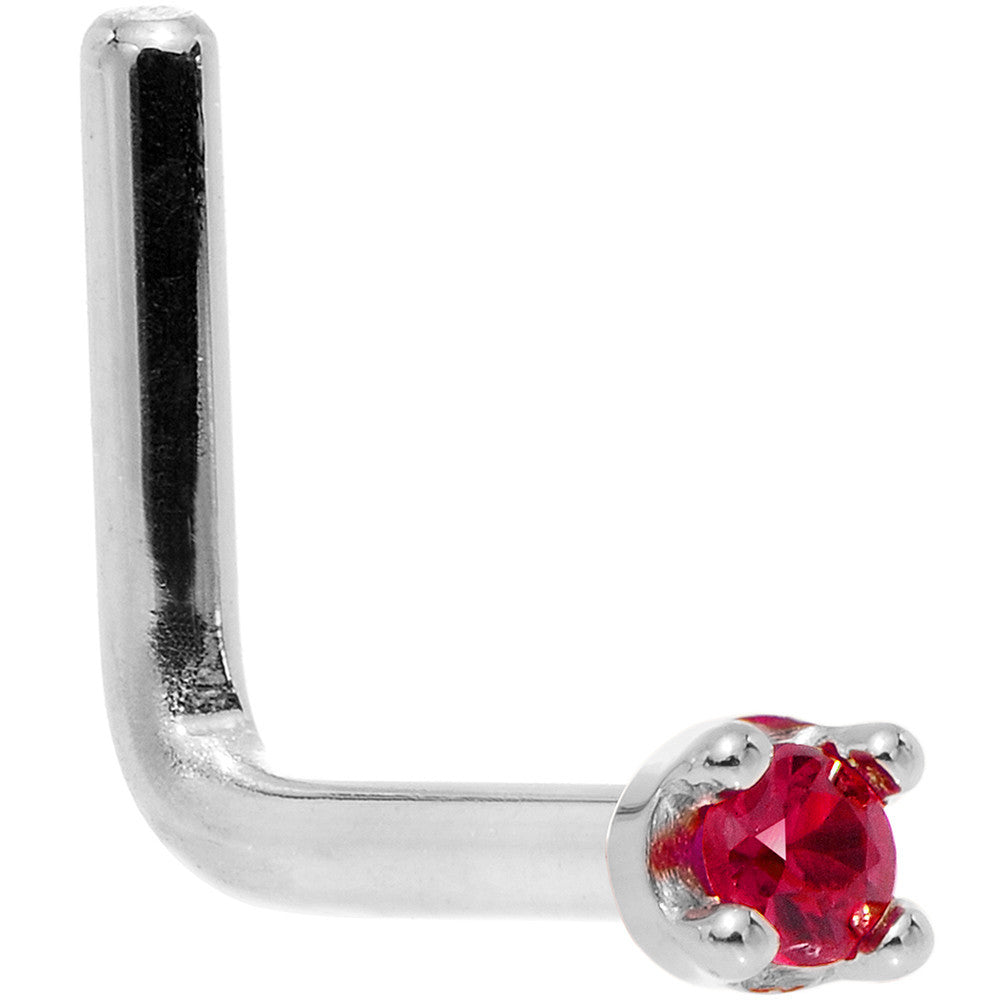 BodyCandy Solid 18K White Gold 1.5mm Diamond Cut Genuine Ruby Nose Ring — size reference