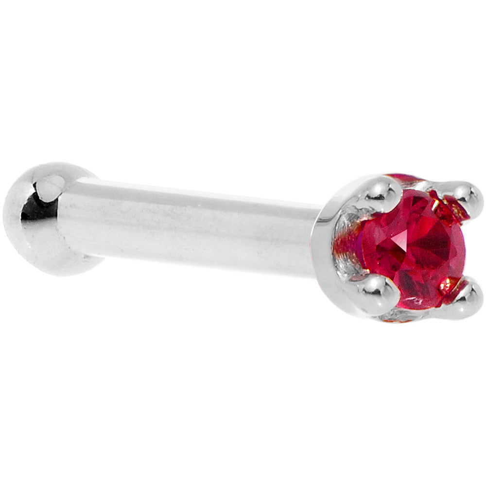 BodyCandy Solid 18K White Gold 1.5mm Diamond Cut Genuine Ruby Nose Ring — color detail