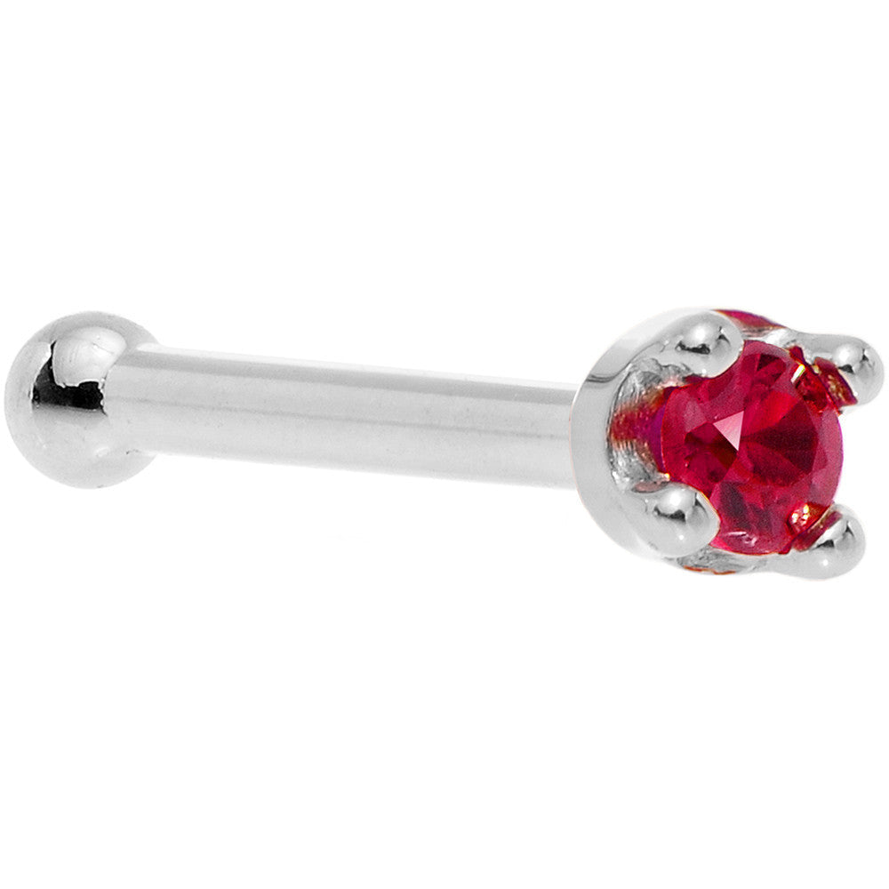 BodyCandy Solid 18K White Gold 1.5mm Diamond Cut Genuine Ruby Nose Ring — fabric or material detail