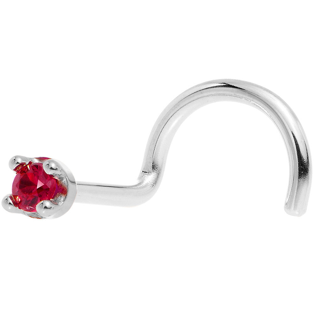 BodyCandy Solid 18K White Gold 1.5mm Diamond Cut Genuine Ruby Nose Ring — feature highlight