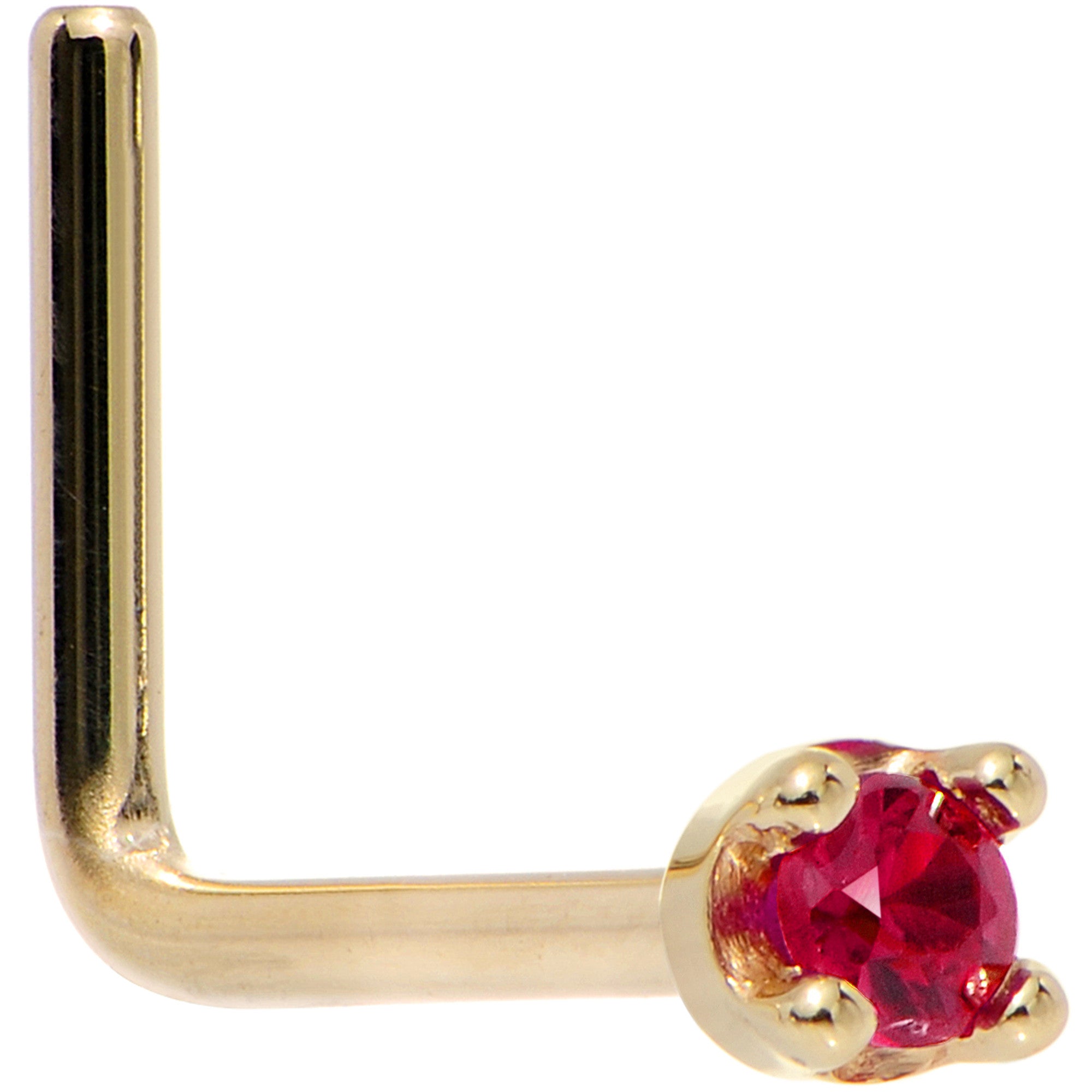 BodyCandy Solid 18K Yellow Gold 1.5mm Diamond Cut Genuine Ruby Nose Ring — size reference