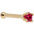 BodyCandy Solid 18K Yellow Gold 1.5mm Diamond Cut Genuine Ruby Nose Ring — color detail