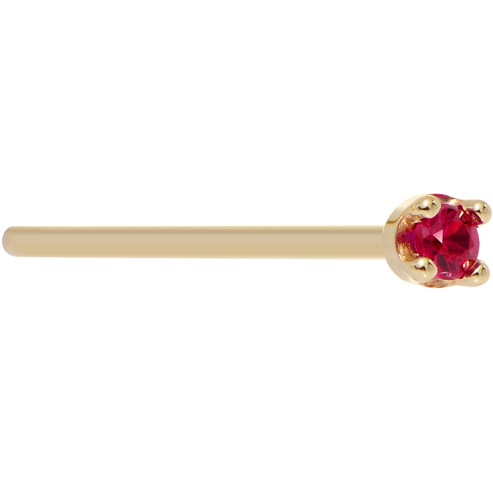 BodyCandy Solid 18K Yellow Gold 1.5mm Diamond Cut Genuine Ruby Nose Ring — packaging