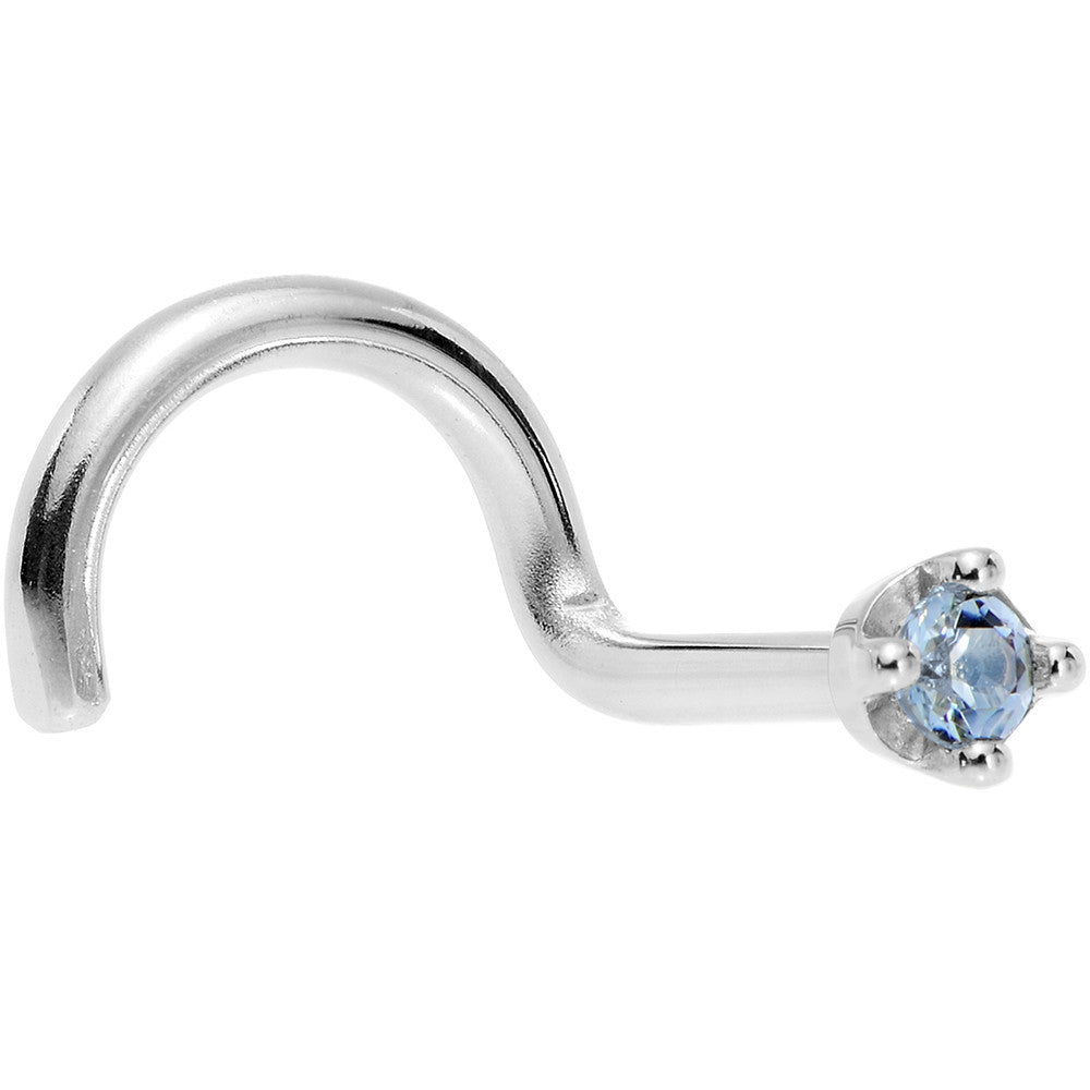 BodyCandy Solid 14K White Gold 1.5mm Genuine Topaz Nose Ring — detail close-up