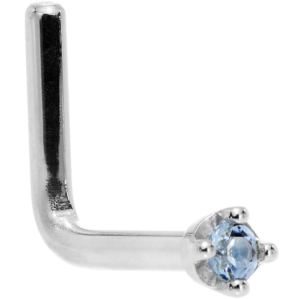 BodyCandy Solid 18K White Gold 1.5mm Genuine Topaz Nose Ring — side view