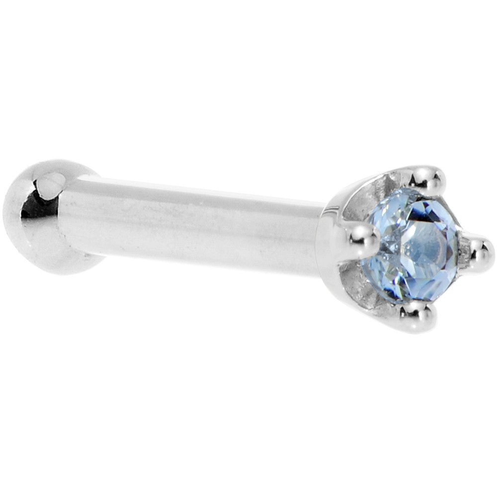 BodyCandy Solid 18K White Gold 1.5mm Genuine Topaz Nose Ring — back view