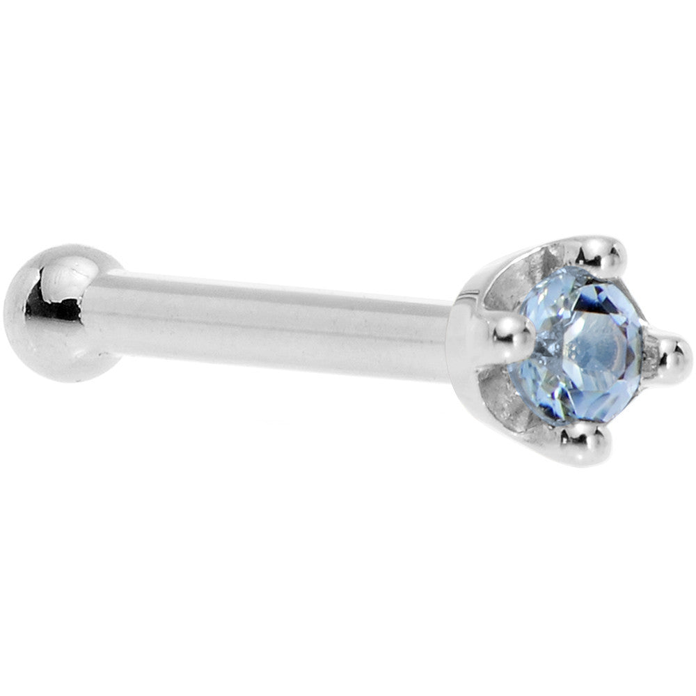 BodyCandy Solid 18K White Gold 1.5mm Genuine Topaz Nose Ring — color detail