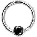 BodyCandy 14G 3/8 Solid 14K White Gold Black CZ Gem Captive Ring — main product shot