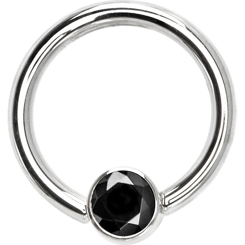 BodyCandy 14G 3/8 Solid 14K White Gold Black CZ Gem Captive Ring — main product shot