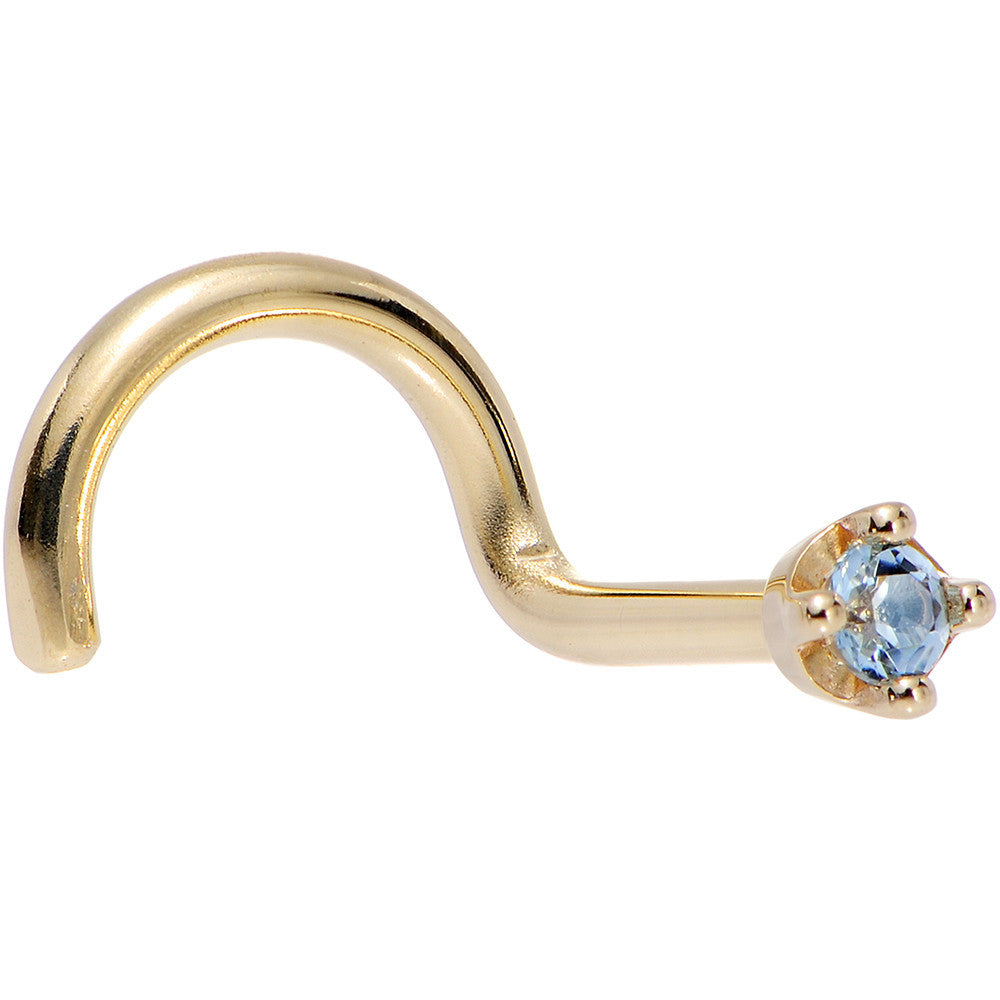 BodyCandy Solid 18K Yellow Gold 1.5mm Genuine Topaz Nose Ring — in-use photo