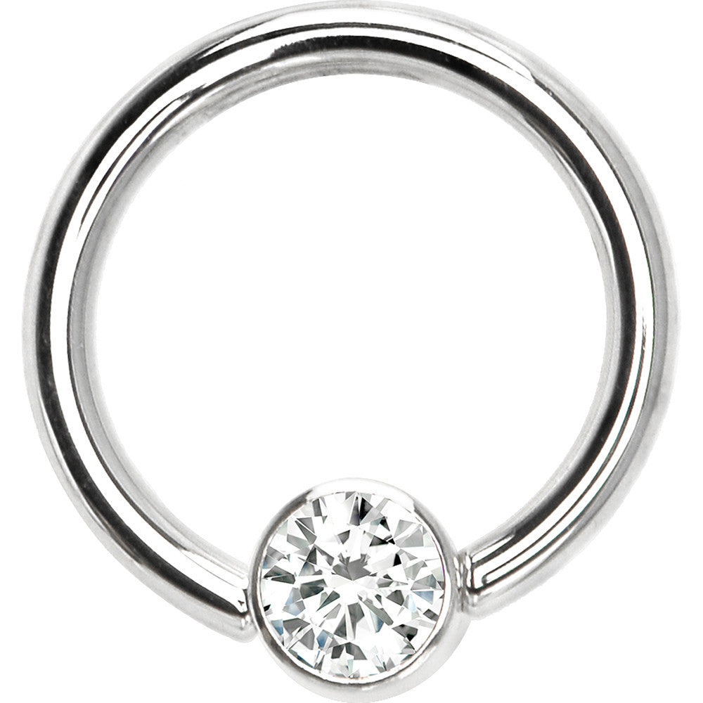 BodyCandy 14G 3/8 Solid 14K White Gold Clear CZ Gem BCR Captive Ring — detail close-up