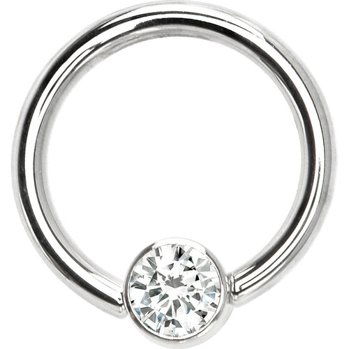 BodyCandy 14G 3/8 Solid 14K White Gold Clear CZ Gem BCR Captive Ring — detail close-up