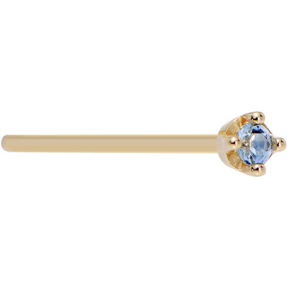 BodyCandy Solid 18K Yellow Gold 1.5mm Genuine Topaz Nose Ring — product on model
