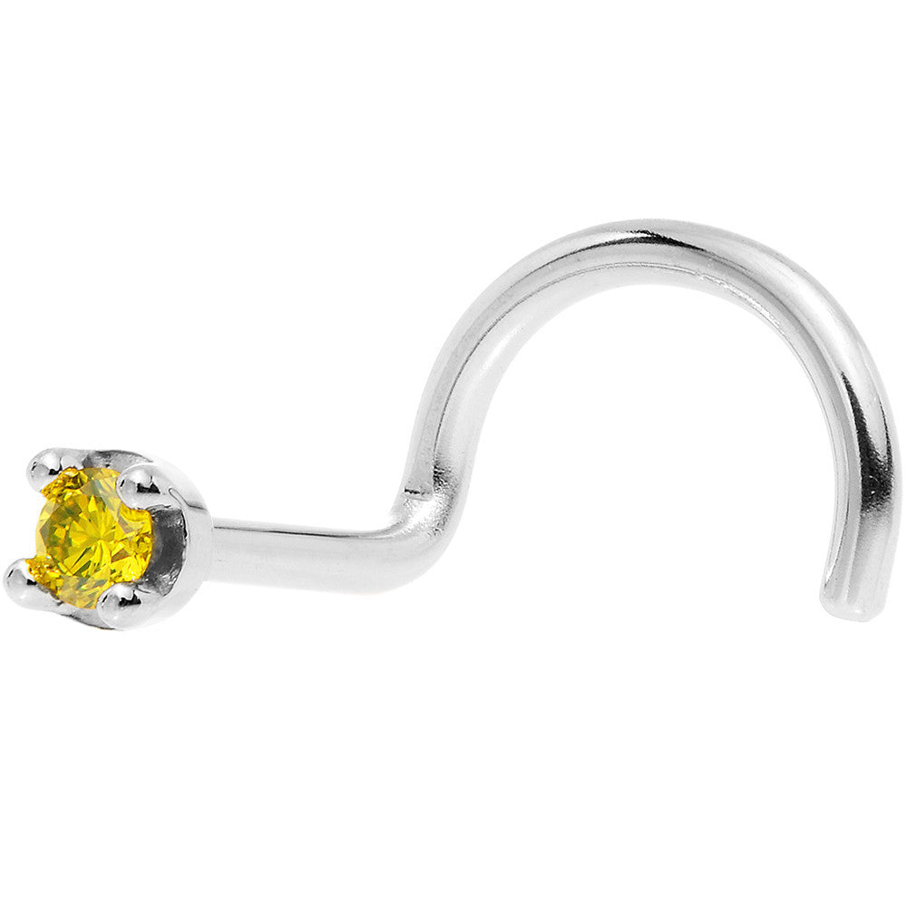 BodyCandy Solid 18K White Gold 1.5mm Genuine Yellow Diamond Nose Ring — size reference