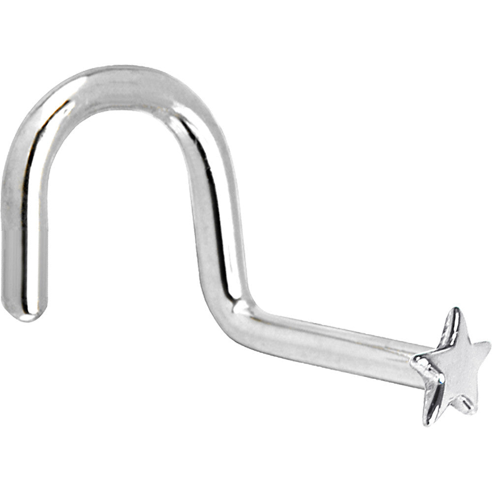 BodyCandy Solid 14K White Gold Star Nose Ring — detail close-up