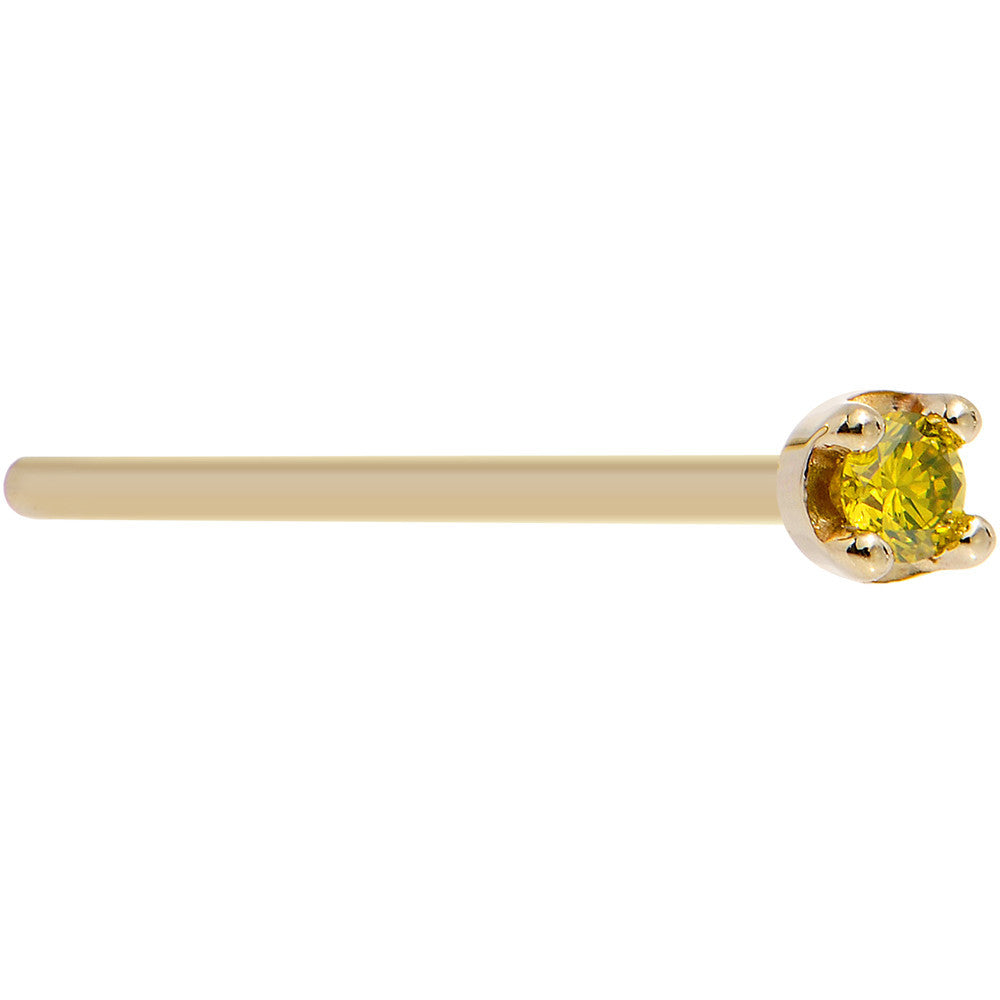BodyCandy Solid 18K Yellow Gold 1.5mm Genuine Yellow Diamond Nose Ring — in-use photo