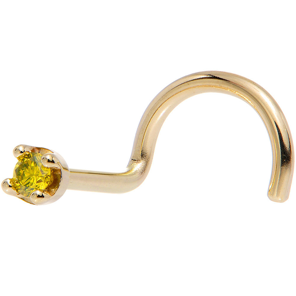 BodyCandy Solid 18K Yellow Gold 1.5mm Genuine Yellow Diamond Nose Ring — size reference