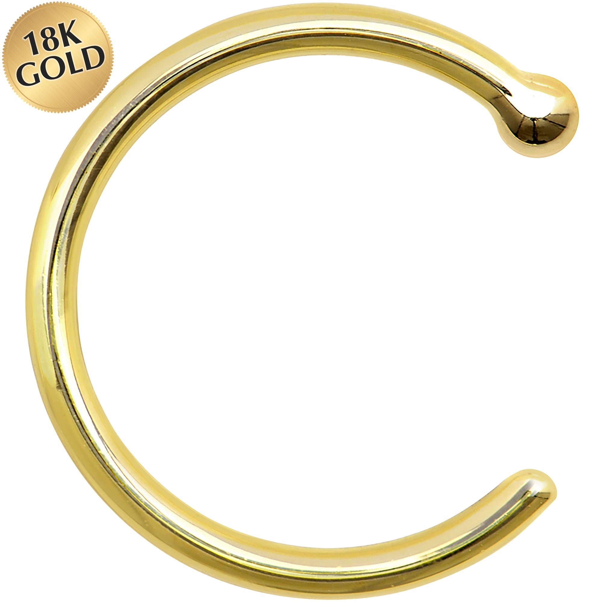 BodyCandy 18G 3/8 Solid 18K Yellow Gold Nose Hoop — main product shot