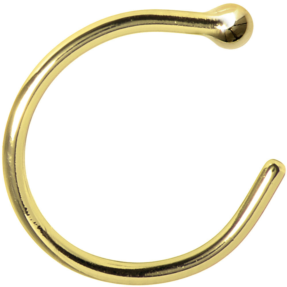 BodyCandy 20G 3/8 Solid 18K Yellow Gold Nose Hoop — side view