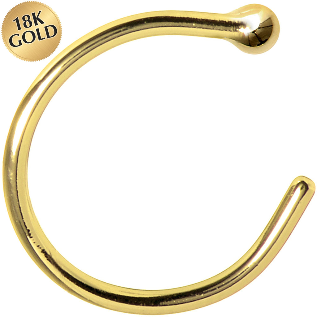 BodyCandy 20G 3/8 Solid 18K Yellow Gold Nose Hoop — main product shot
