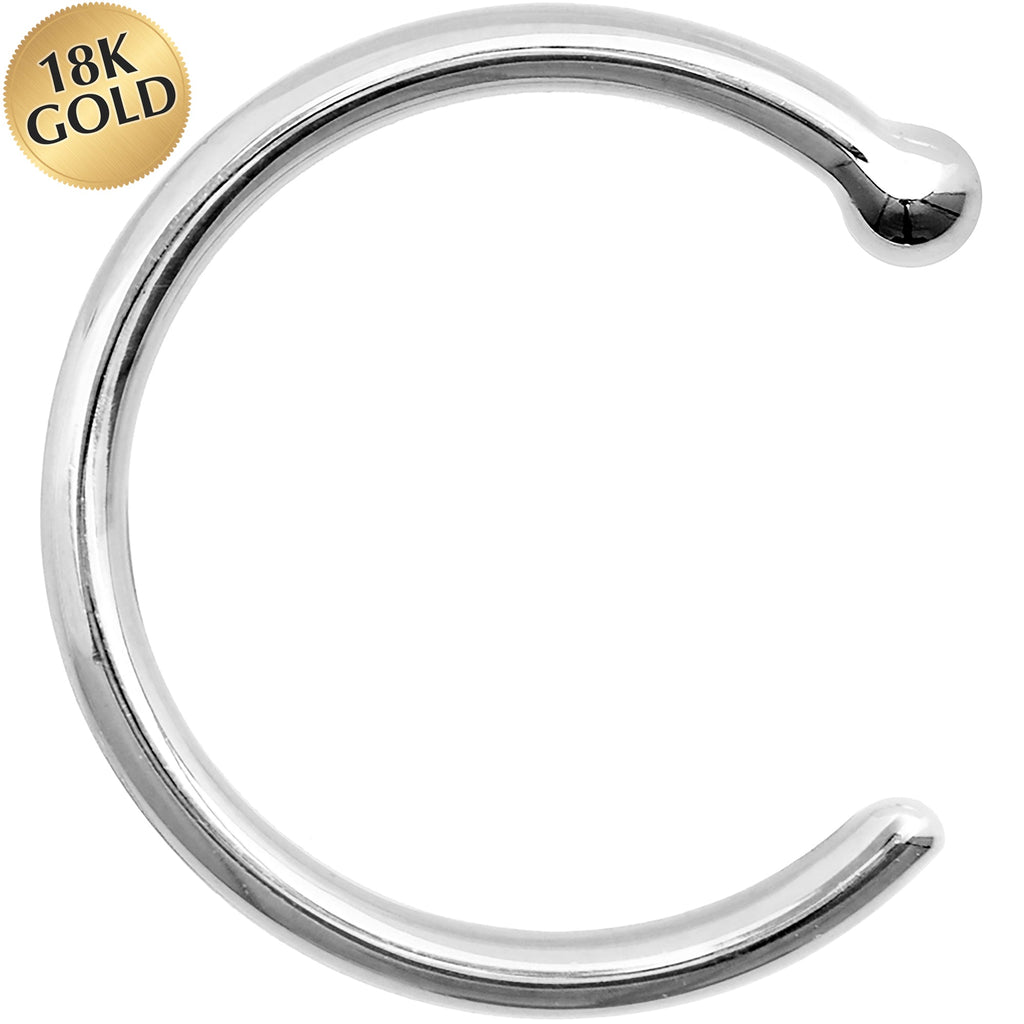 BodyCandy 18G 5/16 Solid 18K White Gold Nose Hoop — main product shot