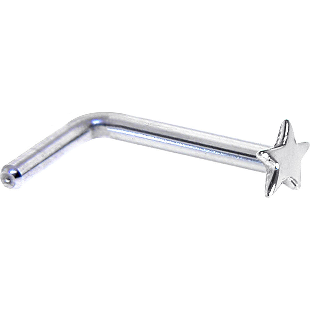 BodyCandy Solid 14K White Gold Star Nose Ring — side view